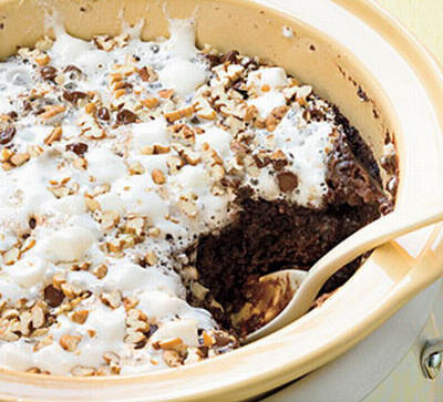 Rich Chocolate Cake with Pecan Topping