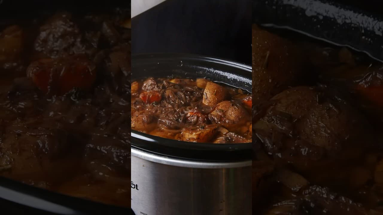 Crock pot beef stew - perfect for weeknights!! #shorts #dinner #beefstew