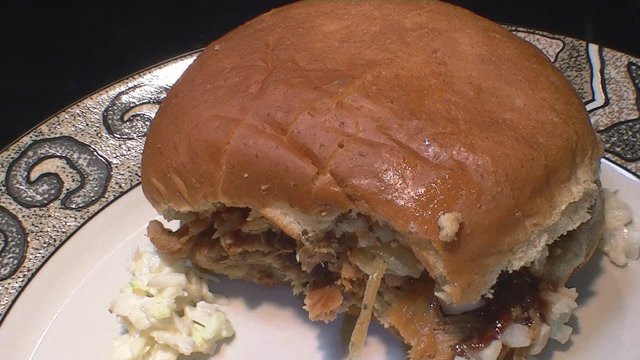 Slow Cooker Pulled Pork Tenderloin BBQ Sandwich
